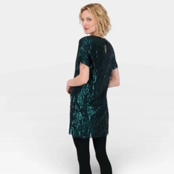 Zara Emerald Green Sequin Fringed Party Cocktail Mini Dress Women's Size  Small